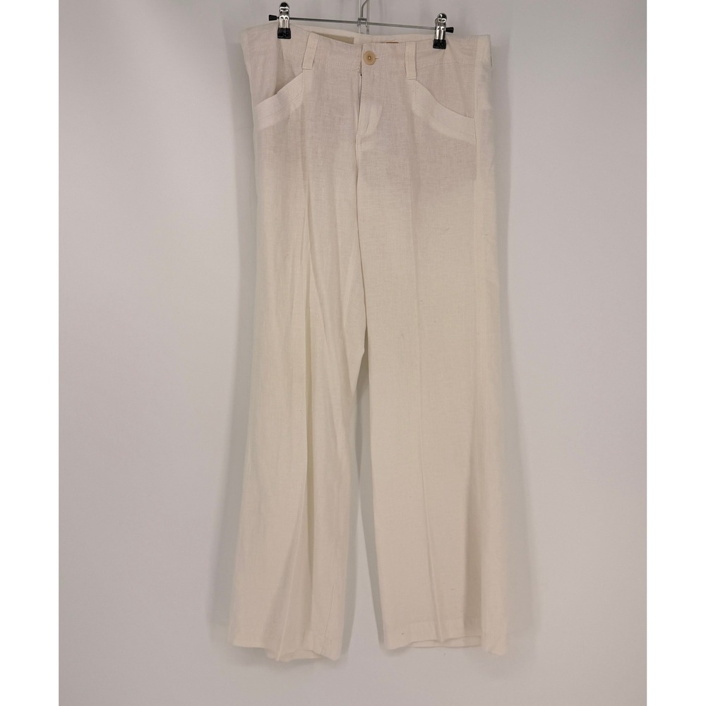 Pilcro & Letterpress Pants Womens 8 Cream Linen Cotton Wide Leg Coastal Wedding
